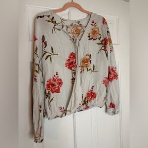 O'Neill Floral Blouse in Cream and Red